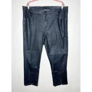 Universal Standard Black Coated Jeans Front Split Seam High Rise Neutral Size 18